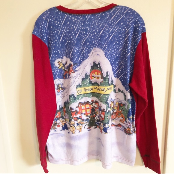 Disney Tops - Vintage Mickey Mouse Christmas Themed Thermal